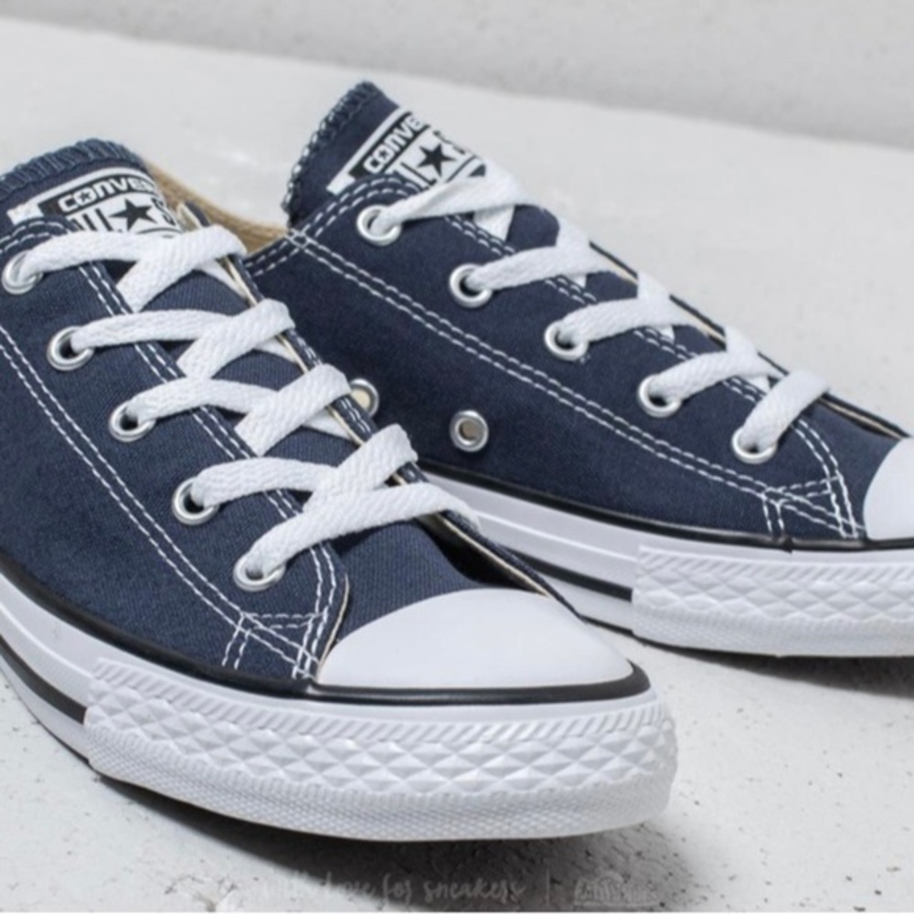 Converse Navy Blue and White Low Top Sneakers